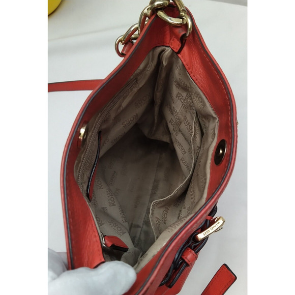 Michael Kors Hamilton Red Leather Zipper Closure Crossbody Bag - Picture 9 of 16